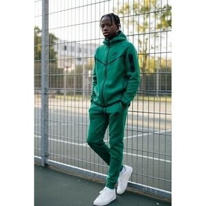 Nike Tech Fleece Tracksuit Set Green Kids Youth Full Zip Hoodie Joggers